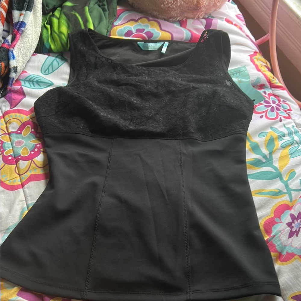 Black Sleeveless Shapewear with Lace Detail